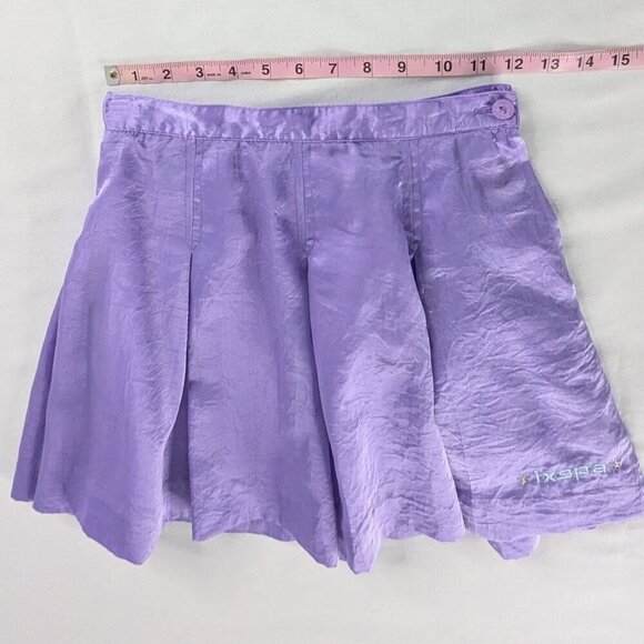 VTG Light Purple Satin Pleated Athletic Lined Mini Skirt Gorp Embroidered Logo - Picture 4 of 5